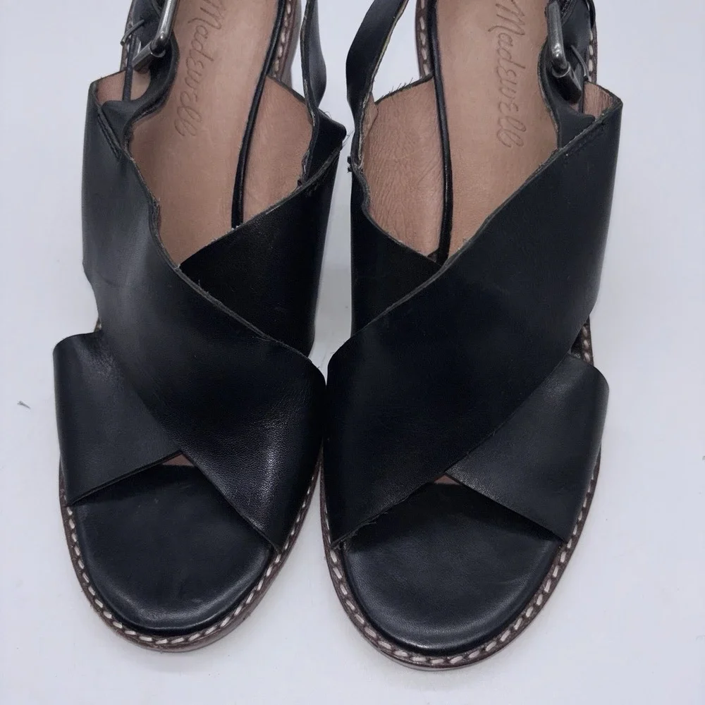 Madewell The Ruthie Women's Size 7 Black Leather Crisscross Slingback Sandals